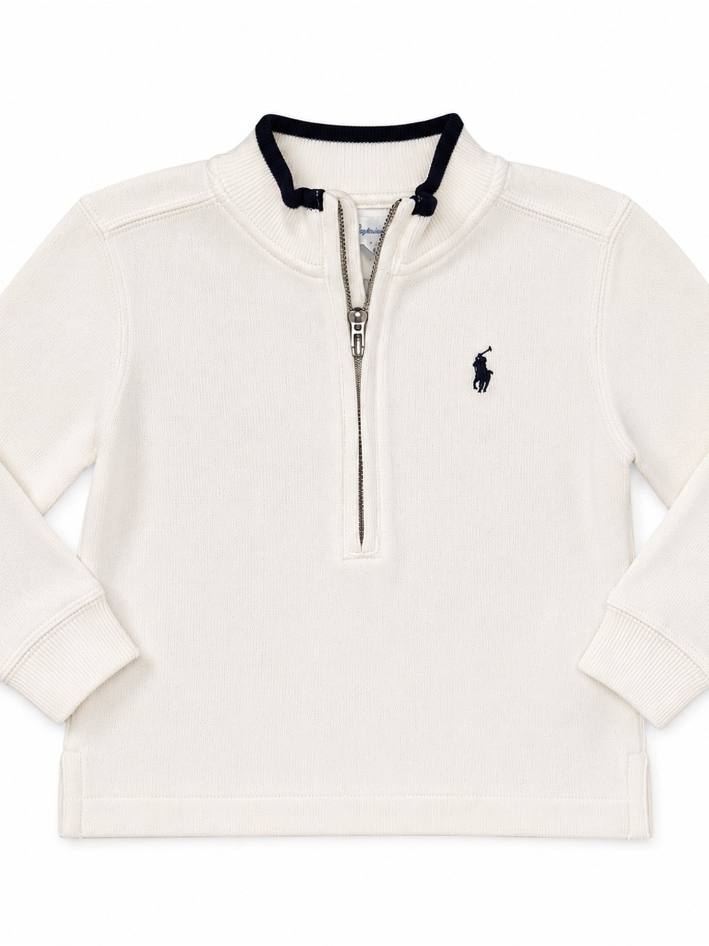 Ralph Lauren Cream Half-Zip Pullover with Navy Polo Pony